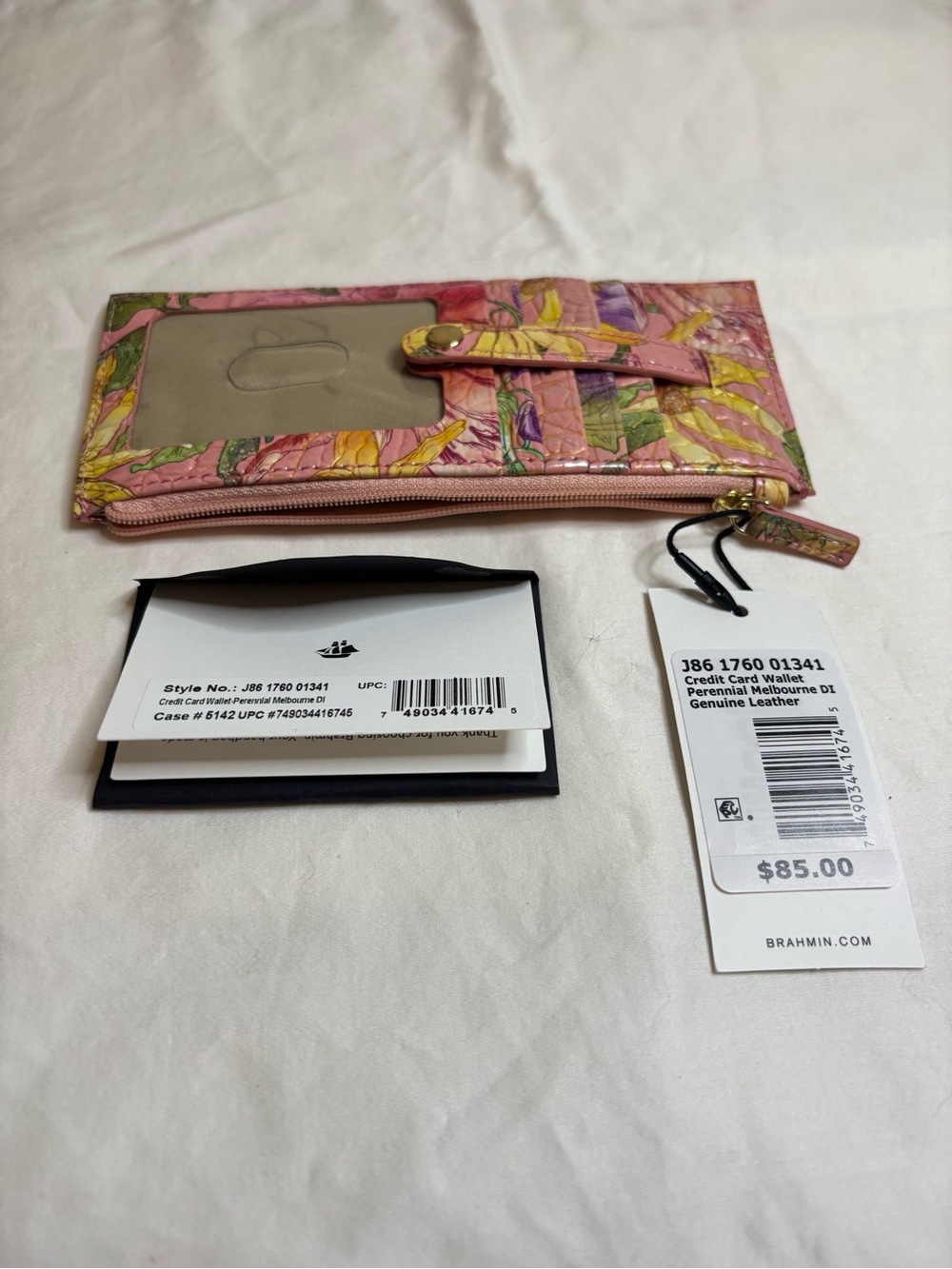 Brahmin Perennial  Floral Leather Card Wallet